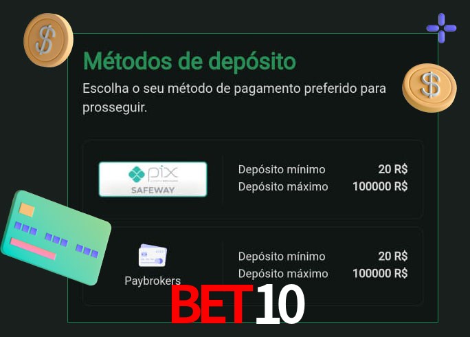 O cassino BET10 oferece uma grande variedade de métodos de pagamento
